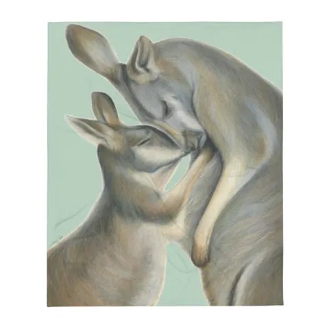Kangaroo and her Joey Throw by Rachael Curry