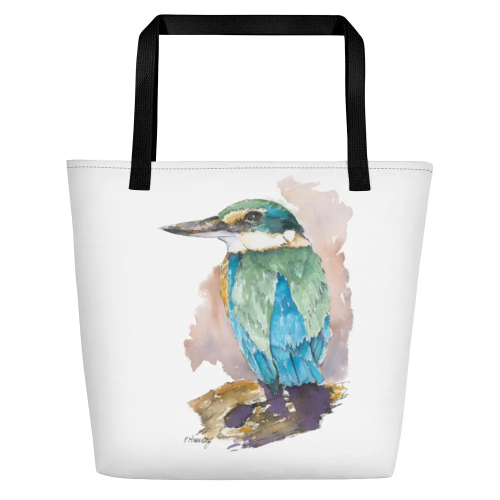 Beach Bag/Large Tote Bag - Sacred Kingfisher by Peta Harvey