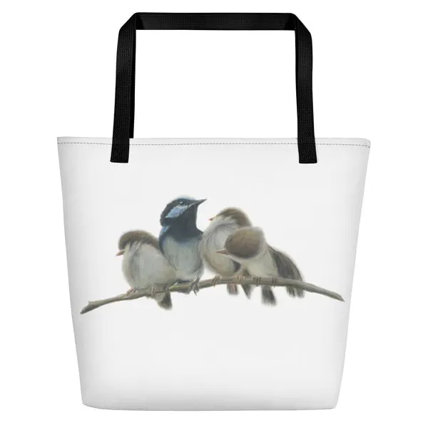 Beach Bag/Large Tote Bag - Wren Famliy By Rachel Curry