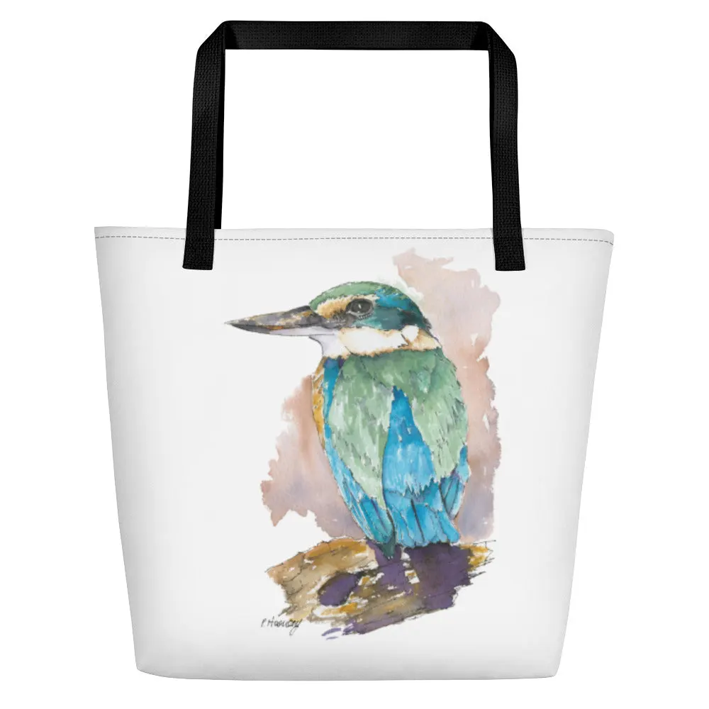 Beach Bag/Large Tote Bag - Sacred Kingfisher by Peta Harvey