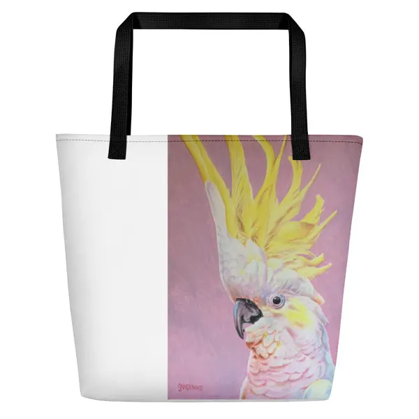 Beach Bag/Large Tote Bag - Cockatoo by Sam Pennisi