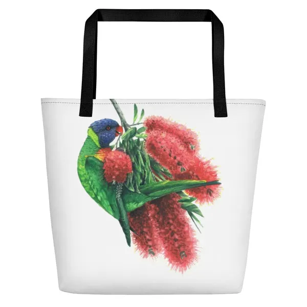 Beach Bag/ Large Tote Bag - Lorikeet by Matteo Grilli
