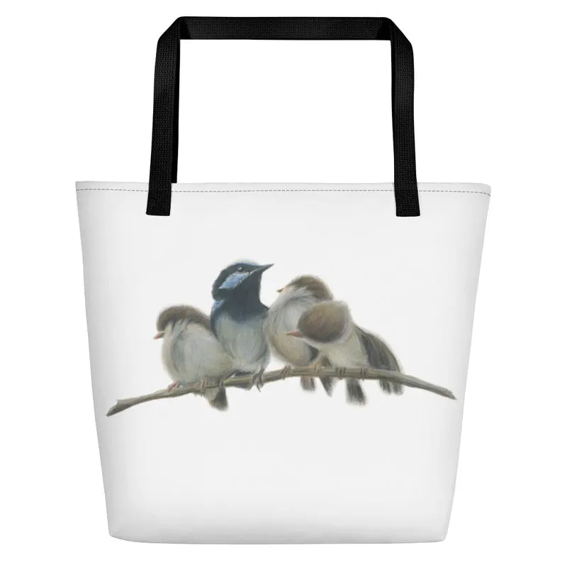 Beach Bag/Large Tote Bag - Wren Famliy By Rachel Curry