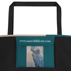 Beach Bag/Large Tote Bag - Red tailed Black Cockatoo by Gail Higgins