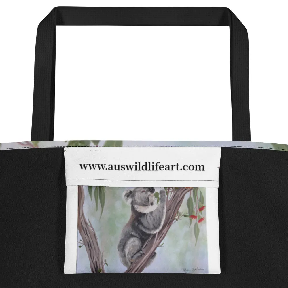 Beach Bag/Large Tote Bag - Koala feeding by Robyn Cockburn