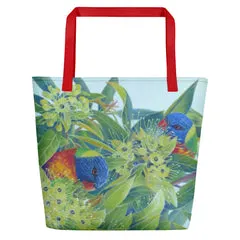 Beach Bag/Large Tote Bag - Lorikeets by Gail Higgins