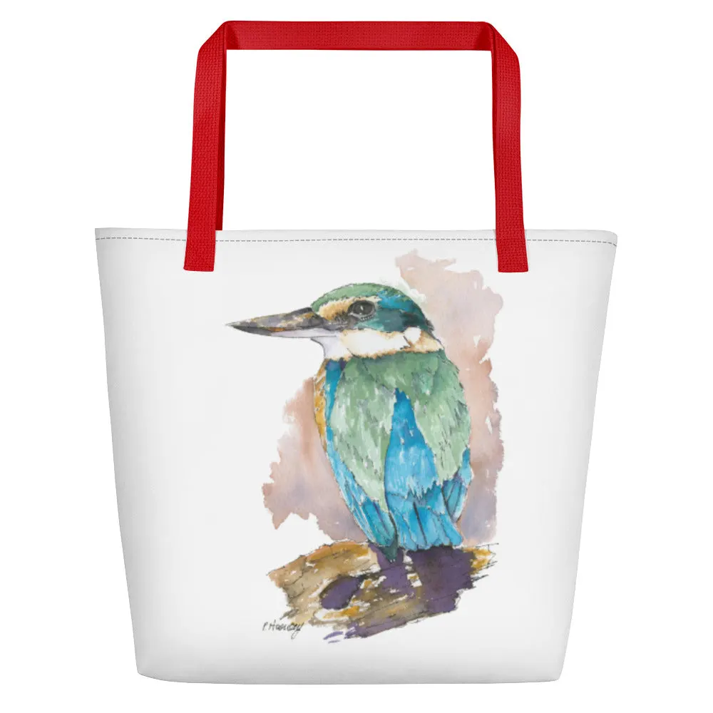 Beach Bag/Large Tote Bag - Sacred Kingfisher by Peta Harvey