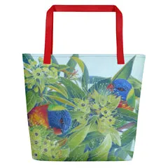 Beach Bag/Large Tote Bag - Lorikeets by Gail Higgins