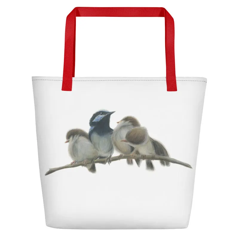 Beach Bag/Large Tote Bag - Wren Famliy By Rachel Curry