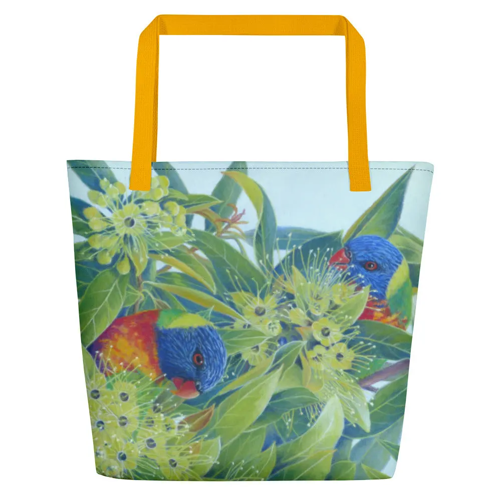 Beach Bag/Large Tote Bag - Lorikeets by Gail Higgins