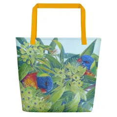 Beach Bag/Large Tote Bag - Lorikeets by Gail Higgins
