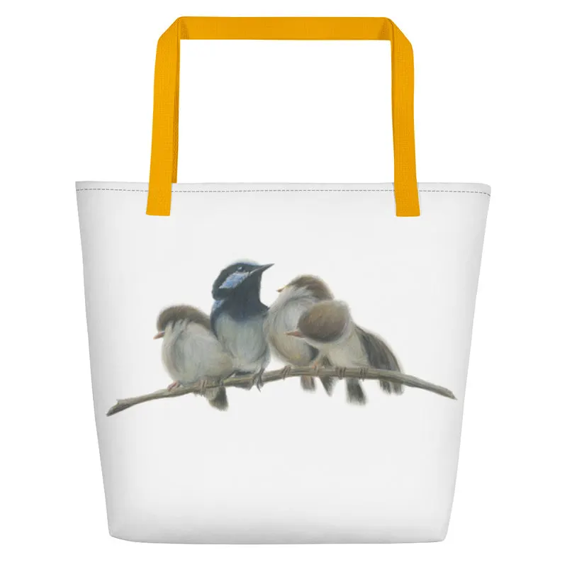 Beach Bag/Large Tote Bag - Wren Famliy By Rachel Curry