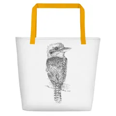 Beach Bag/Large Tote Bag - Kookaburra by Peta Harvey