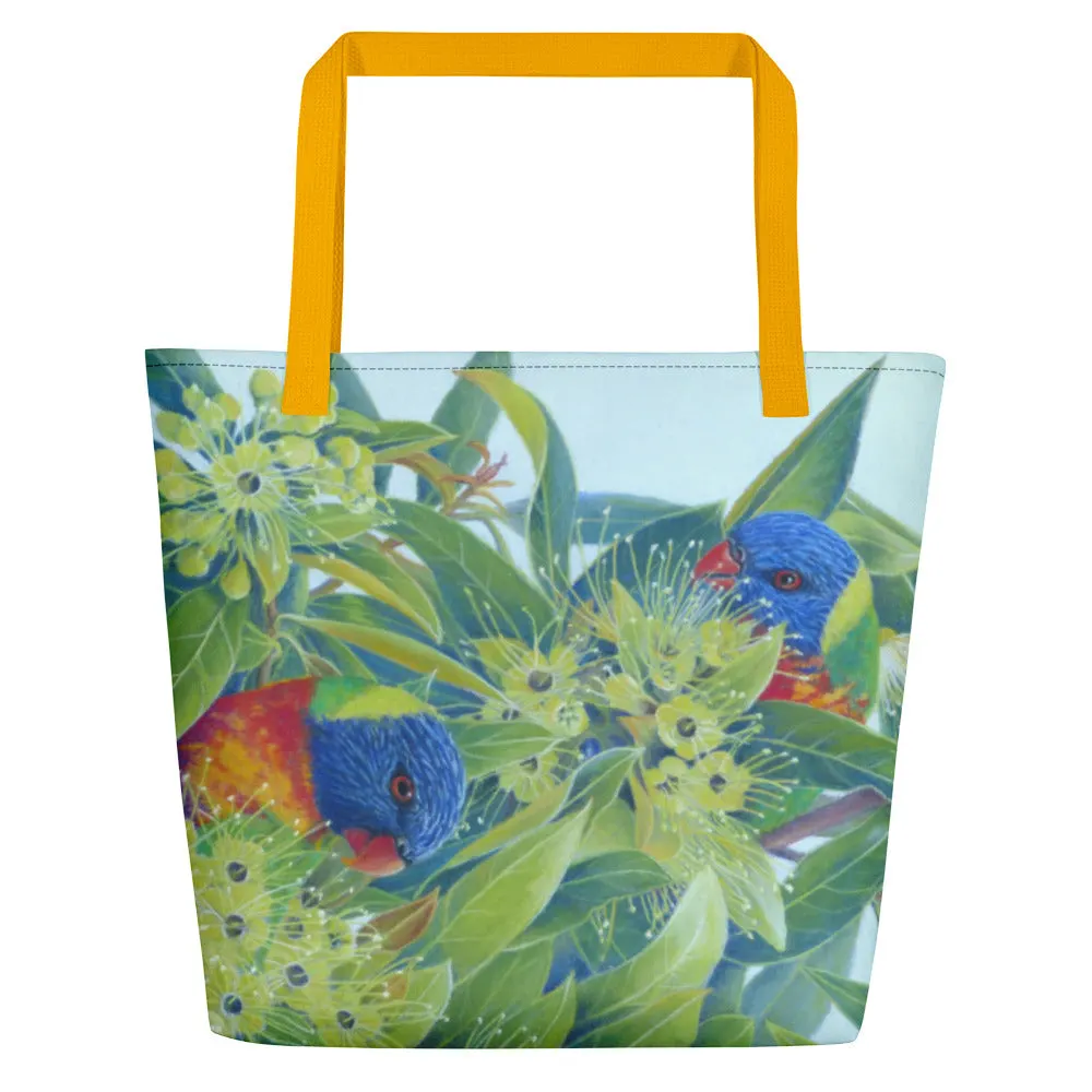 Beach Bag/Large Tote Bag - Lorikeets by Gail Higgins