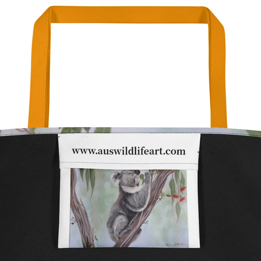 Beach Bag/Large Tote Bag - Koala feeding by Robyn Cockburn