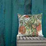 Pillow - Scarlet honey-eater and Monarch butterfly by Sandra Temple