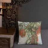 Pillow - Scarlet honey-eater and Monarch butterfly by Sandra Temple