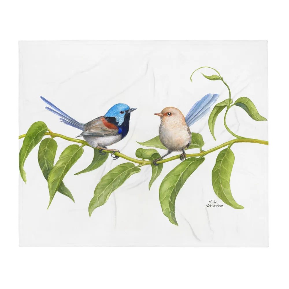 Throw Blanket - Variegated Fairy Wrens by Nadya Neklioudova