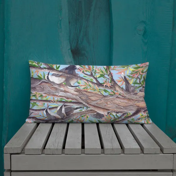 Pillow - Grey-cowned babblers by Sandra Temple